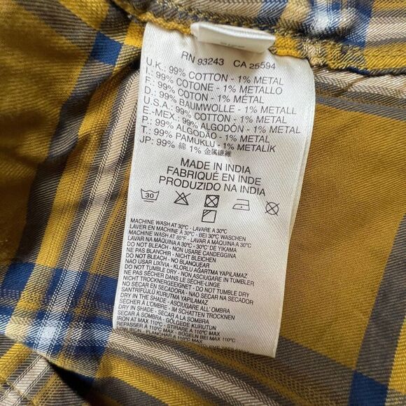 New Diesel Men US S Cowboy Shirt Brown Plaid Long Sleeve Snap Button Down - Picture 9 of 9